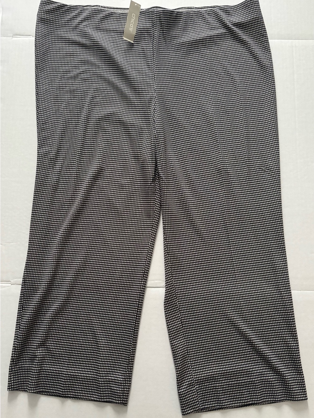 Chico's Women's Ponte Crop Black and White Micro-Check Dress Pants, XXL